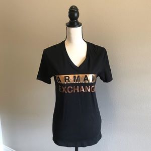 Armani Exchange Women’s Black V-Neck-Small